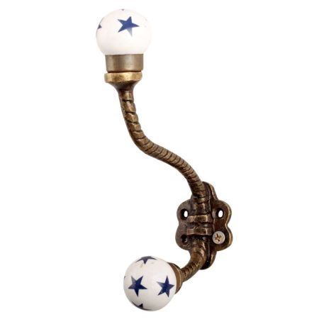 Blue Star Ceramic Floral Iron Hooks-EHG-96
